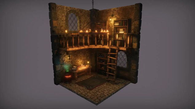 Alchemist Lab 3D Diorama in Unity 3D